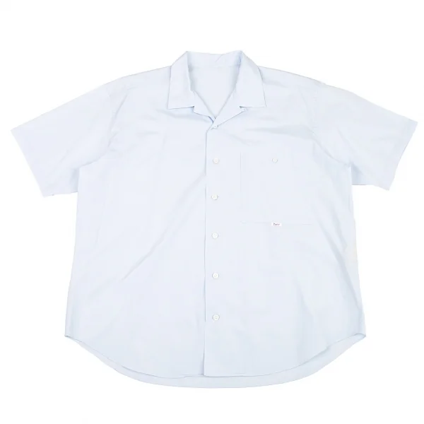 その他 papas パパスPapas コットンオープンカラー半袖シャツ 青L (K-89281)