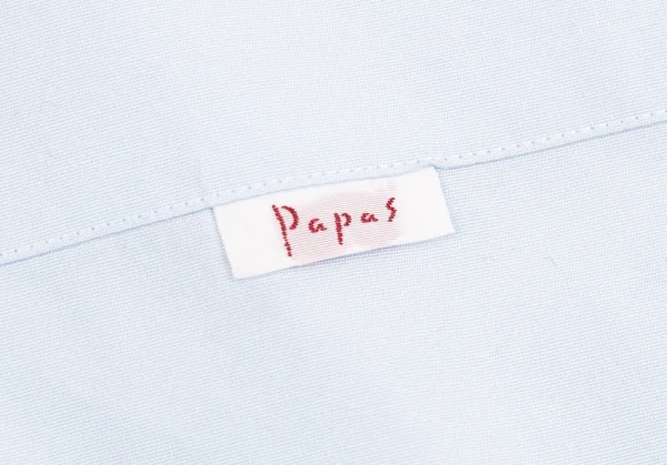 その他 papas パパスPapas コットンオープンカラー半袖シャツ 青L (K-89281)