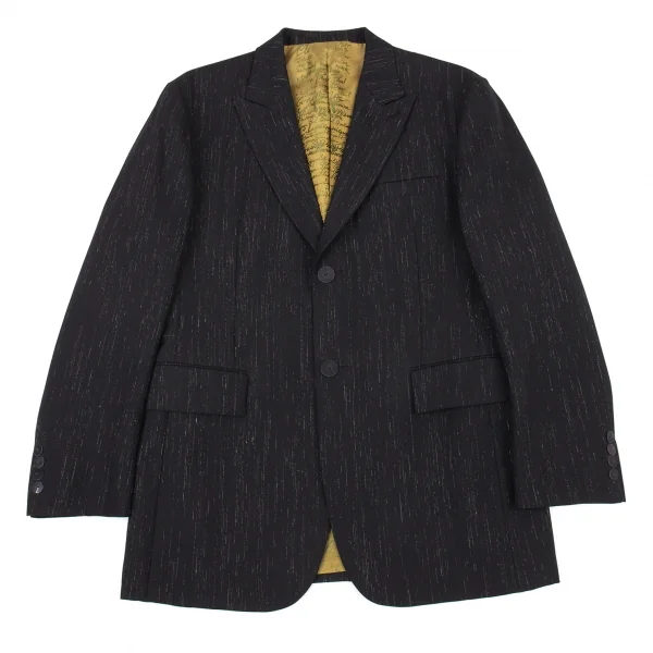 ジャンポールゴルチエ オムJean Paul GAULTIER HOMME 裏地ロゴグラフィックかすれストライプジャケット 黒52 K-89303_001