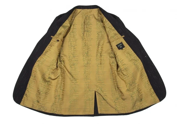 ジャンポールゴルチエ オムJean Paul GAULTIER HOMME 裏地ロゴグラフィックかすれストライプジャケット 黒52 K-89303_010