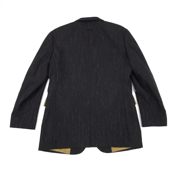 ジャンポールゴルチエ オムJean Paul GAULTIER HOMME 裏地ロゴグラフィックかすれストライプジャケット 黒52 K-89303_012