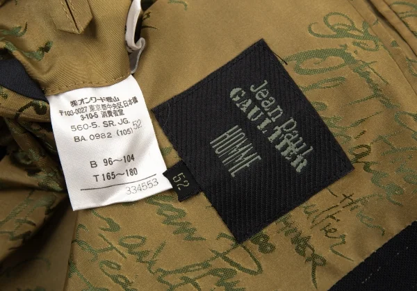 ジャンポールゴルチエ オムJean Paul GAULTIER HOMME 裏地ロゴグラフィックかすれストライプジャケット 黒52 K-89303_016
