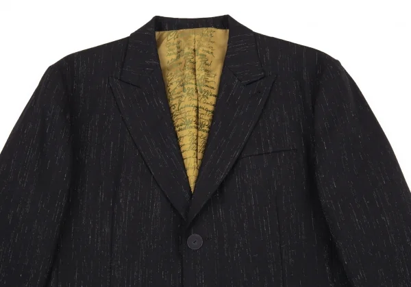 ジャンポールゴルチエ オムJean Paul GAULTIER HOMME 裏地ロゴグラフィックかすれストライプジャケット 黒52 K-89303_002
