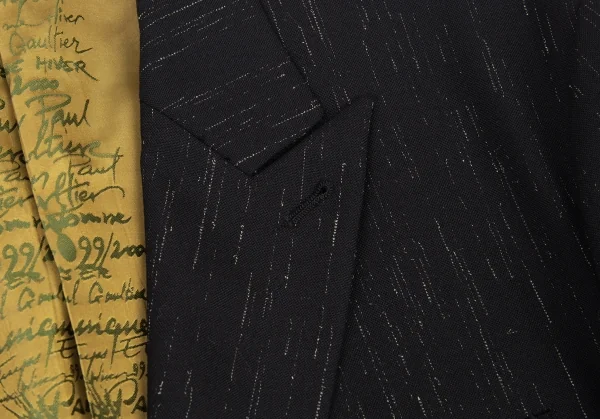ジャンポールゴルチエ オムJean Paul GAULTIER HOMME 裏地ロゴグラフィックかすれストライプジャケット 黒52 K-89303_003