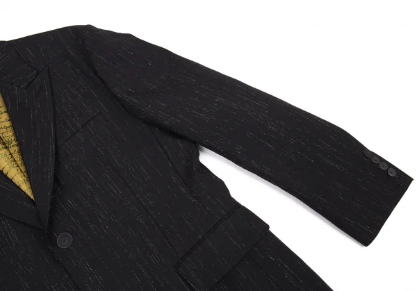 ジャンポールゴルチエ オムJean Paul GAULTIER HOMME 裏地ロゴグラフィックかすれストライプジャケット 黒52 K-89303_006