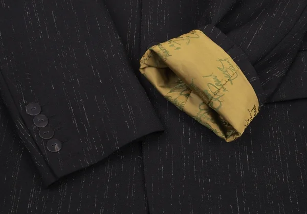 ジャンポールゴルチエ オムJean Paul GAULTIER HOMME 裏地ロゴグラフィックかすれストライプジャケット 黒52 K-89303_007
