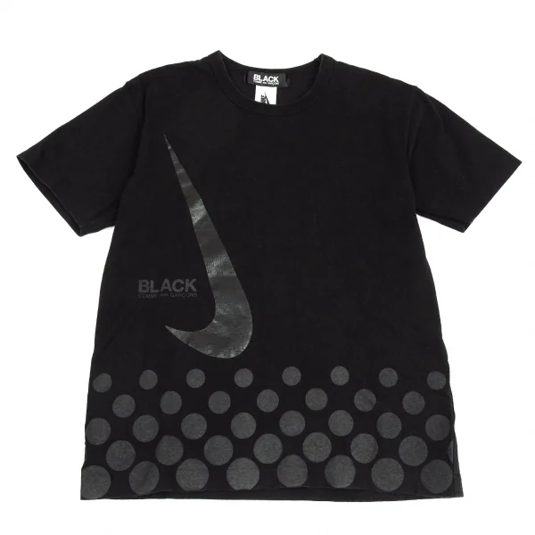 ブラックコムデギャルソン×ナイキBLACK COMME des GARCONS×NIKE スウッシュドットプリントTシャツ 黒M K-89325_001