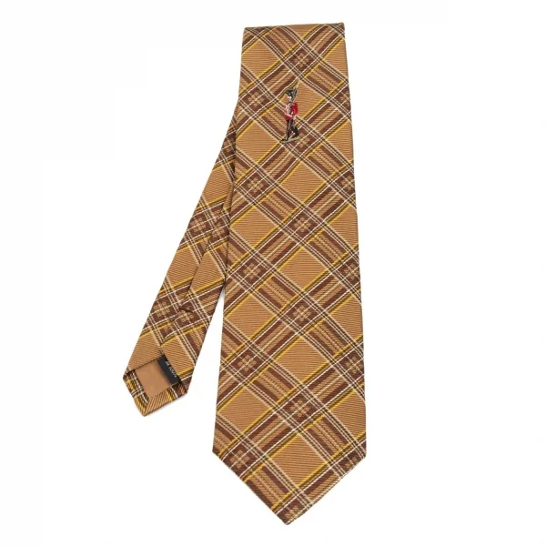 カールヘルムKarl Helmut バイアスタータンチェックネクタイ 茶 K-89402_001
