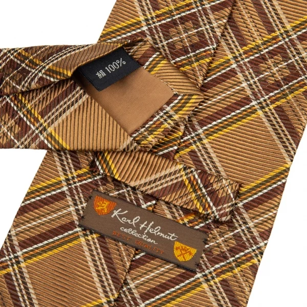 カールヘルムKarl Helmut バイアスタータンチェックネクタイ 茶 K-89402_007