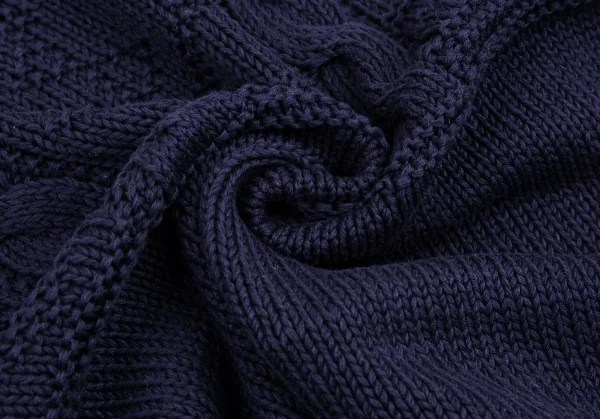 ポロラルフローレンPOLO RALPH LAUREN ハーフケーブル編みハイネックローゲージニット 紺XL K-89403_012