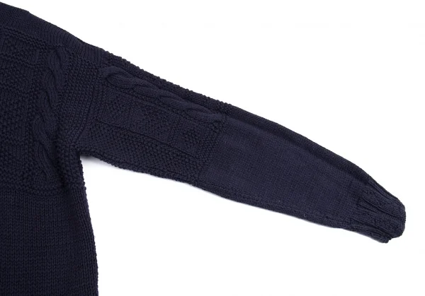 ポロラルフローレンPOLO RALPH LAUREN ハーフケーブル編みハイネックローゲージニット 紺XL K-89403_005