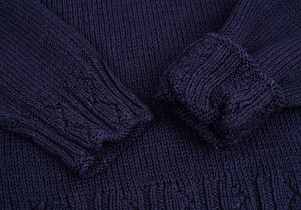 ポロラルフローレンPOLO RALPH LAUREN ハーフケーブル編みハイネックローゲージニット 紺XL K-89403_006