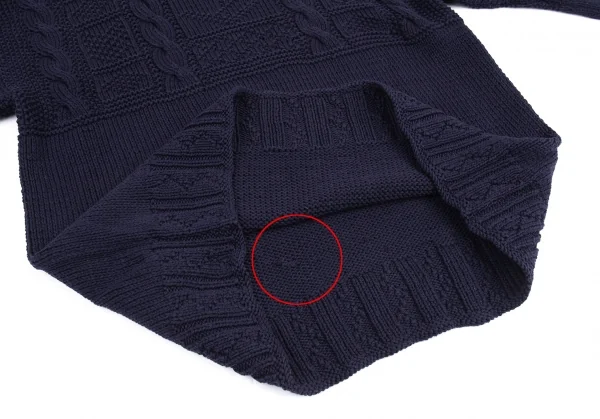 ポロラルフローレンPOLO RALPH LAUREN ハーフケーブル編みハイネックローゲージニット 紺XL K-89403_009