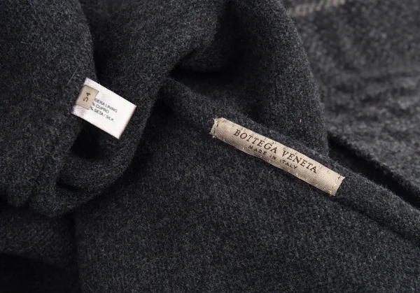 ボッテガヴェネタBOTTEGA VENETA イントレチャートボタンリバー仕立てチェックコート グレー54 K-89406_013