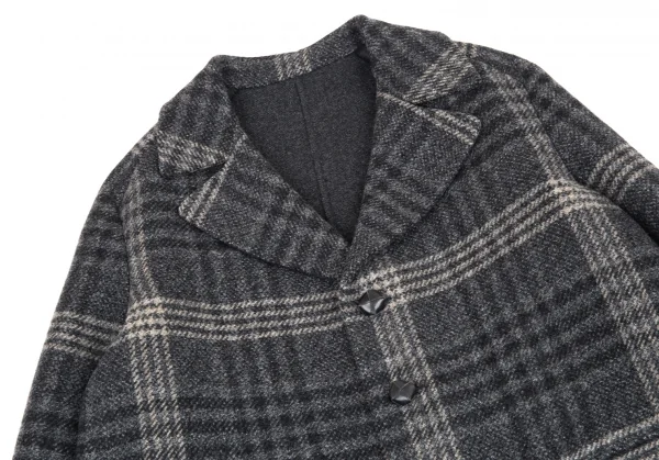 ボッテガヴェネタBOTTEGA VENETA イントレチャートボタンリバー仕立てチェックコート グレー54 K-89406_002