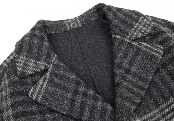 ボッテガヴェネタBOTTEGA VENETA イントレチャートボタンリバー仕立てチェックコート グレー54 K-89406_003