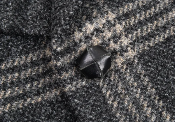 ボッテガヴェネタBOTTEGA VENETA イントレチャートボタンリバー仕立てチェックコート グレー54 K-89406_004