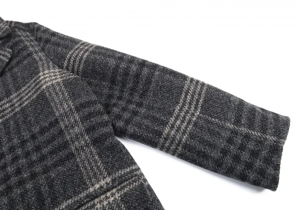 ボッテガヴェネタBOTTEGA VENETA イントレチャートボタンリバー仕立てチェックコート グレー54 K-89406_005