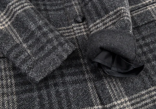 ボッテガヴェネタBOTTEGA VENETA イントレチャートボタンリバー仕立てチェックコート グレー54 K-89406_006