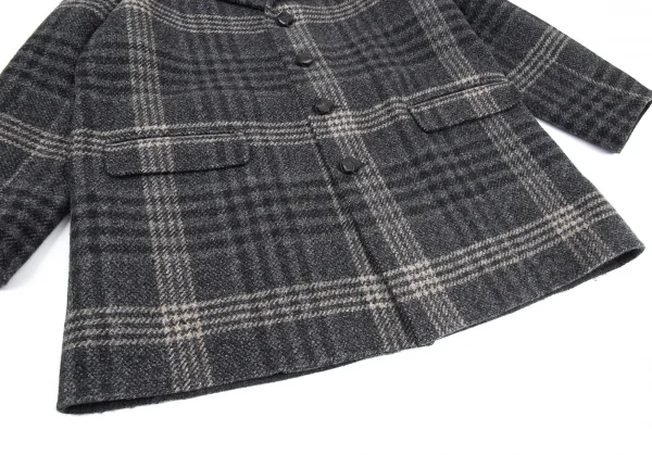 ボッテガヴェネタBOTTEGA VENETA イントレチャートボタンリバー仕立てチェックコート グレー54 K-89406_007
