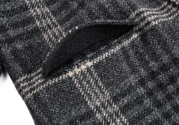 ボッテガヴェネタBOTTEGA VENETA イントレチャートボタンリバー仕立てチェックコート グレー54 K-89406_008