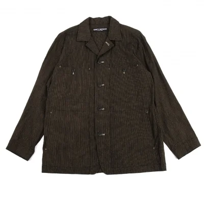 イッセイミヤケ メン ホワイトレーベルISSEY MIYAKE MEN WHITE LABEL リネンコットンストライプジャケット 茶