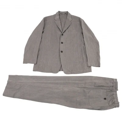 イッセイミヤケ ホワイトレーベルISSEY MIYAKE WHITE LABEL 顔料染めガーゼ地コットンセットアップスーツ グレー