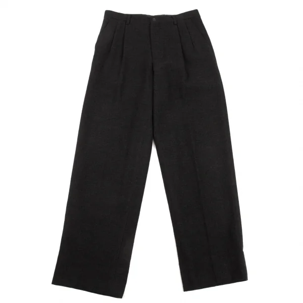 イッセイミヤケ メンISSEY MIYAKE MEN タックウールパンツ 黒2 (K-89538)