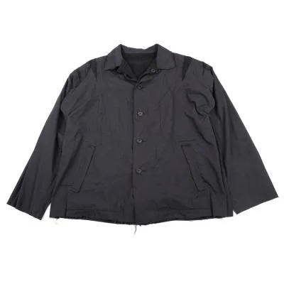 ヨウジヤマモト プールオムYohji Yamamoto POUR HOMME 異素材裁ち切りリバーシブルレイヤードジャケット グレー黒
