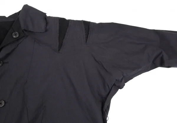 ヨウジヤマモト プールオムYohji Yamamoto POUR HOMME 異素材裁ち切りリバーシブルレイヤードジャケット グレー黒2 K-89596_006