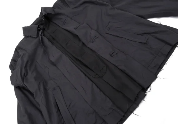 ヨウジヤマモト プールオムYohji Yamamoto POUR HOMME 異素材裁ち切りリバーシブルレイヤードジャケット グレー黒2 K-89596_010