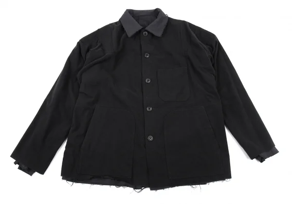 ヨウジヤマモト プールオムYohji Yamamoto POUR HOMME 異素材裁ち切りリバーシブルレイヤードジャケット グレー黒2 K-89596_012