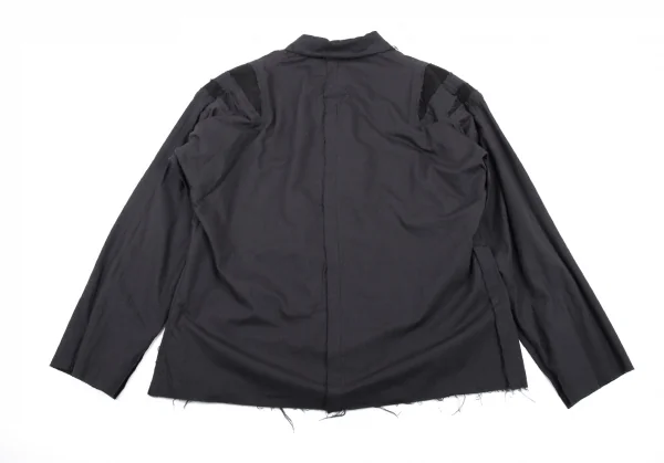 ヨウジヤマモト プールオムYohji Yamamoto POUR HOMME 異素材裁ち切りリバーシブルレイヤードジャケット グレー黒2 K-89596_015