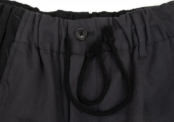 ヨウジヤマモト プールオムYohji Yamamoto POUR HOMME 異素材裁ち切りレイヤードワイドパンツ グレー黒5 K-89597_003