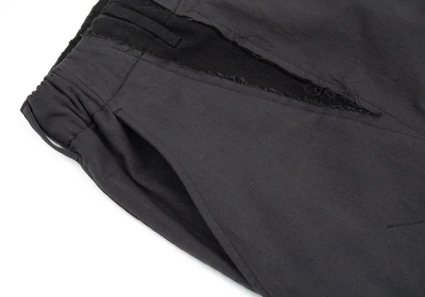 ヨウジヤマモト プールオムYohji Yamamoto POUR HOMME 異素材裁ち切りレイヤードワイドパンツ グレー黒5 K-89597_005