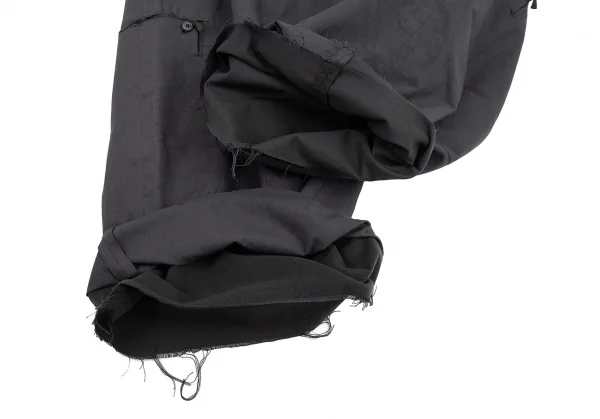 ヨウジヤマモト プールオムYohji Yamamoto POUR HOMME 異素材裁ち切りレイヤードワイドパンツ グレー黒5 K-89597_009