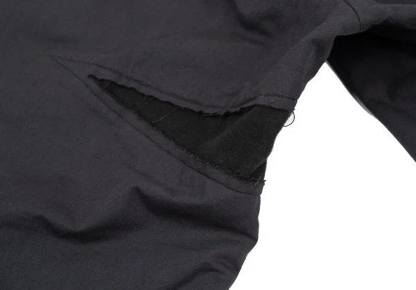 ヨウジヤマモト プールオムYohji Yamamoto POUR HOMME 異素材裁ち切りレイヤードワイドパンツ グレー黒5 K-89597_013