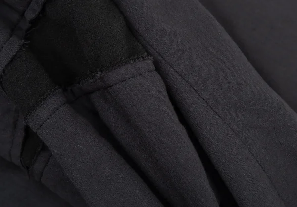 ヨウジヤマモト プールオムYohji Yamamoto POUR HOMME 異素材裁ち切りレイヤードワイドパンツ グレー黒5 K-89597_014