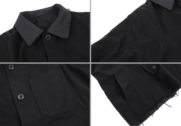 ヨウジヤマモト プールオムYohji Yamamoto POUR HOMME 異素材裁ち切りセットアップスーツ グレー黒2/5 K-89598_009