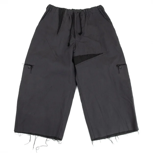 ヨウジヤマモト プールオムYohji Yamamoto POUR HOMME 異素材裁ち切りセットアップスーツ グレー黒2/5 K-89598_013