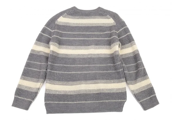 ユナイテッドアローズ グリーンレーベルリラクシングUNITED ARROWS green label relaxing ローゲージボーダーニットセーター グレーオフM K-89611_010