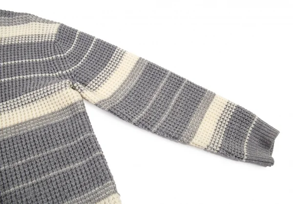 ユナイテッドアローズ グリーンレーベルリラクシングUNITED ARROWS green label relaxing ローゲージボーダーニットセーター グレーオフM K-89611_005