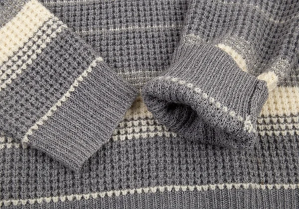 ユナイテッドアローズ グリーンレーベルリラクシングUNITED ARROWS green label relaxing ローゲージボーダーニットセーター グレーオフM K-89611_006