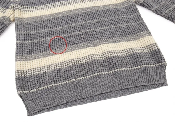 ユナイテッドアローズ グリーンレーベルリラクシングUNITED ARROWS green label relaxing ローゲージボーダーニットセーター グレーオフM K-89611_007
