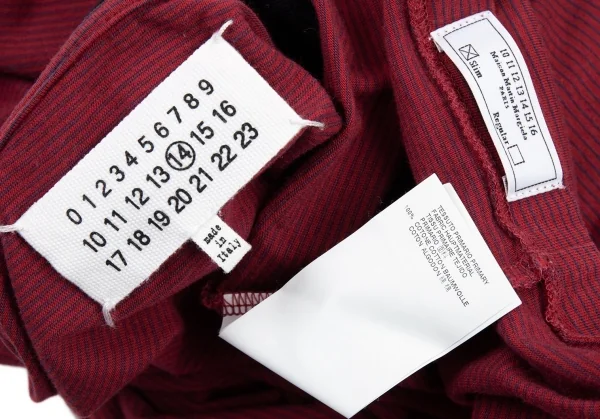 メゾンマルタンマルジェラMaison Martin Margiela 14 ボートネックボーダーカットソー 赤紺黒46 K-89613_011