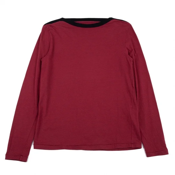 メゾンマルタンマルジェラMaison Martin Margiela 14 ボートネックボーダーカットソー 赤紺黒46 K-89613_003