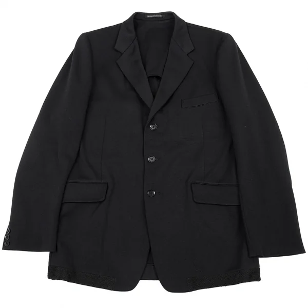 ヨウジヤマモト プールオムYohji Yamamoto POUR HOMME バックテープ切替メッシュ裏ストレッチジャケット 黒3 K-89629_001