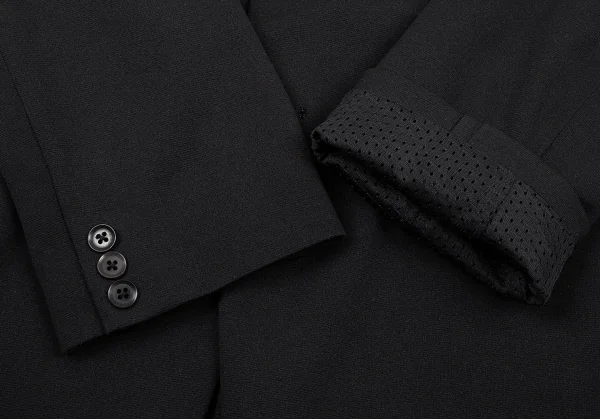 ヨウジヤマモト プールオムYohji Yamamoto POUR HOMME バックテープ切替メッシュ裏ストレッチジャケット 黒3 K-89629_007