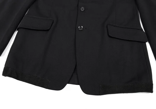 ヨウジヤマモト プールオムYohji Yamamoto POUR HOMME バックテープ切替メッシュ裏ストレッチジャケット 黒3 K-89629_008