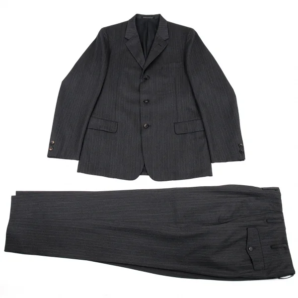 ヨウジヤマモトコスチュームドオム Yohji Yamamoto COSTUME D'HOMME ウールストライプBジャケット グレー3 K-89639_015